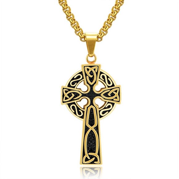 Jewelry - "Engraved Celtic Cross Necklace for Men, BL55590082